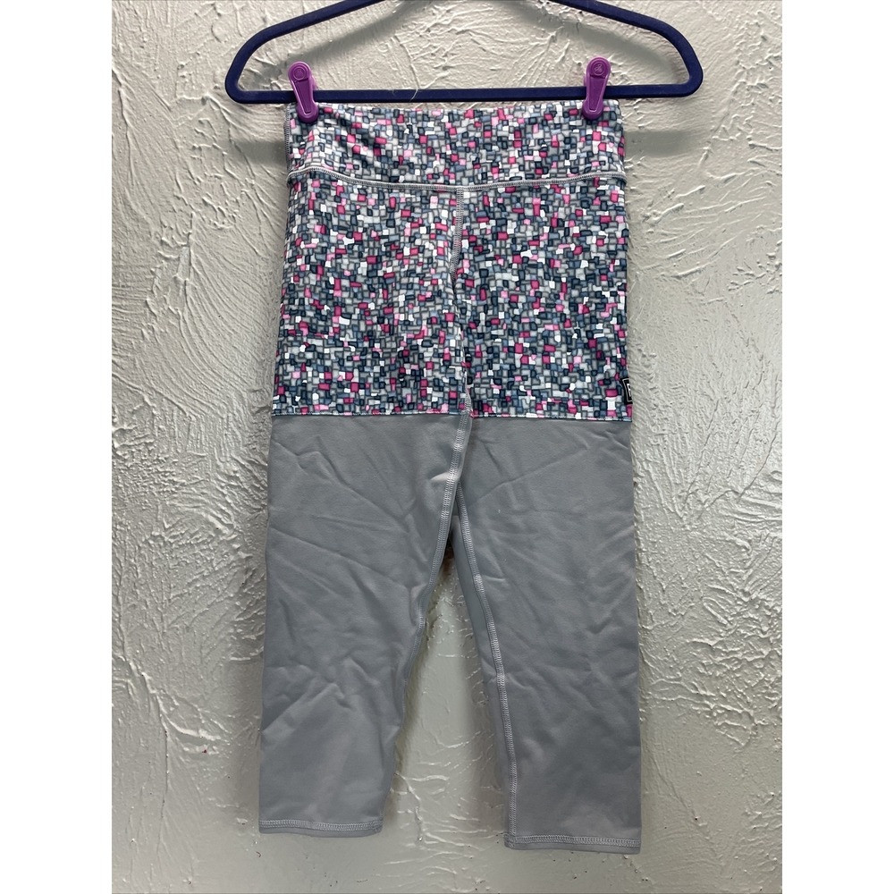 Fleo Women's Colorblock Two Tone‎ Gray Pink  Cropped Leggings Size XS